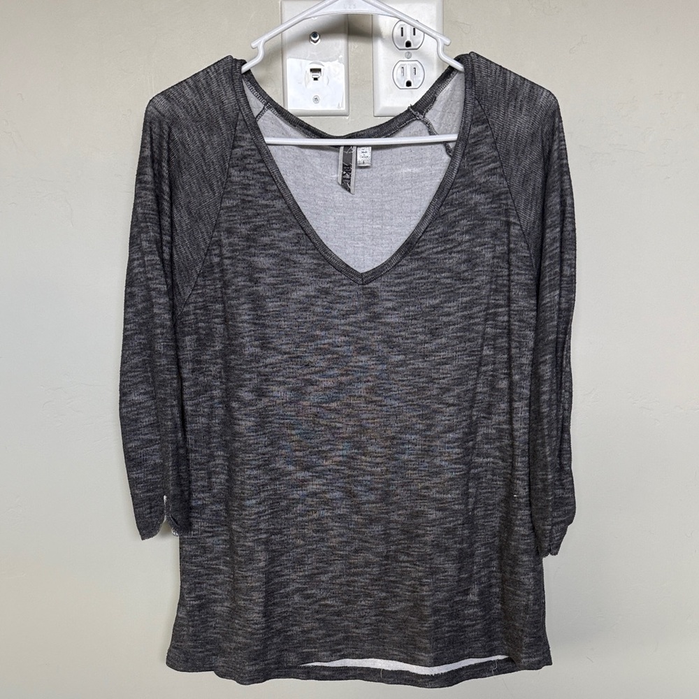 BKE Charcoal V-Neck Women's Blouse